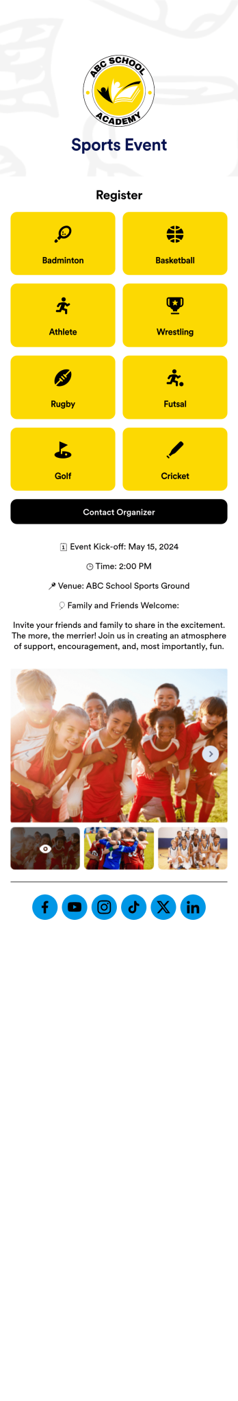 Sports Event App Template