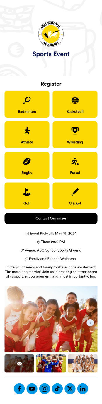 Sports Event App Template
