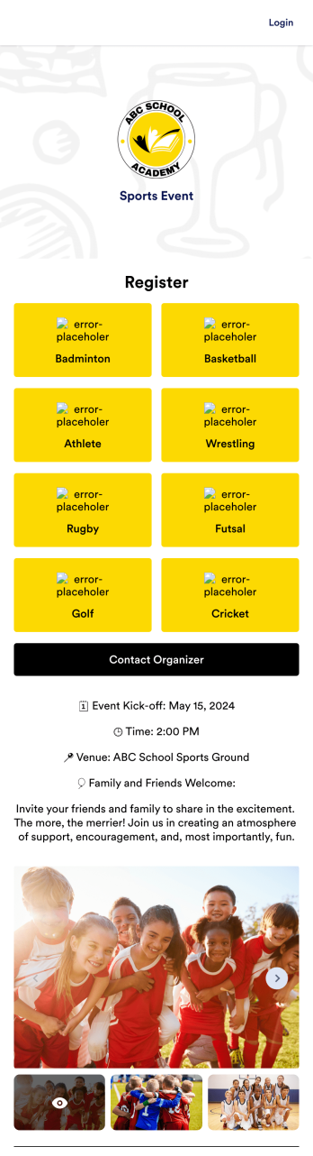 Sports Event App Template