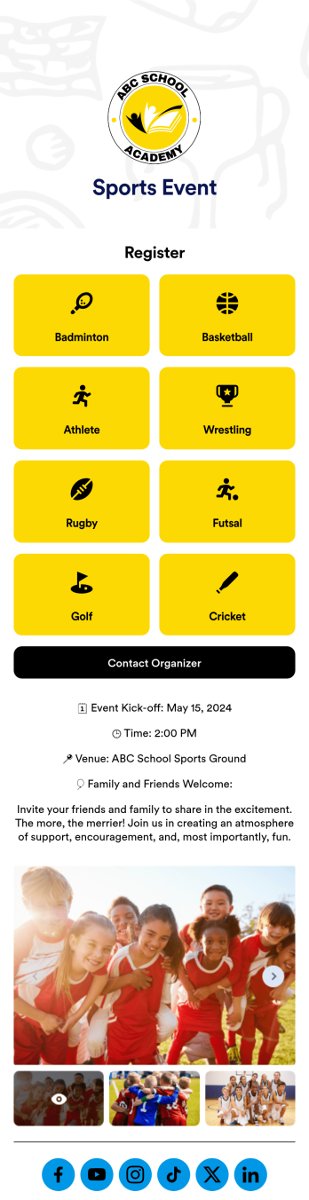 Sports Event App Template