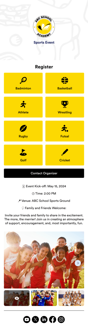 Sports Event App Template