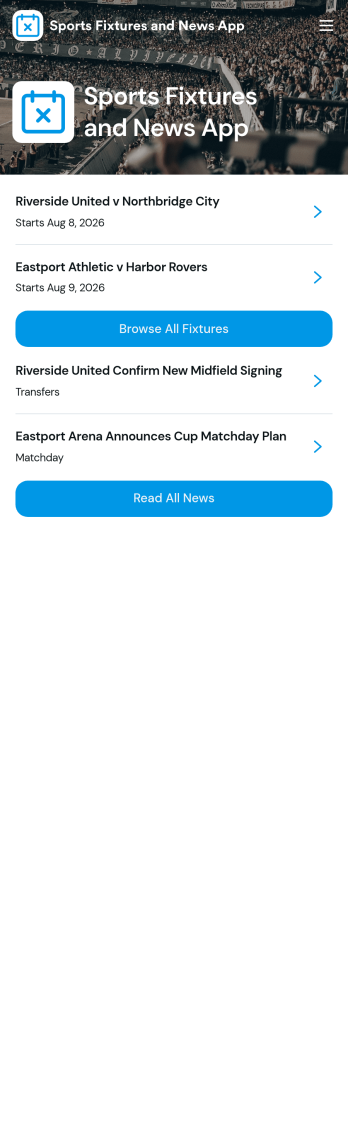 Sports Fixtures and News App Template