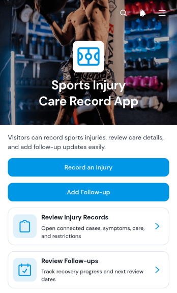 Sports Injury Care Record App Template