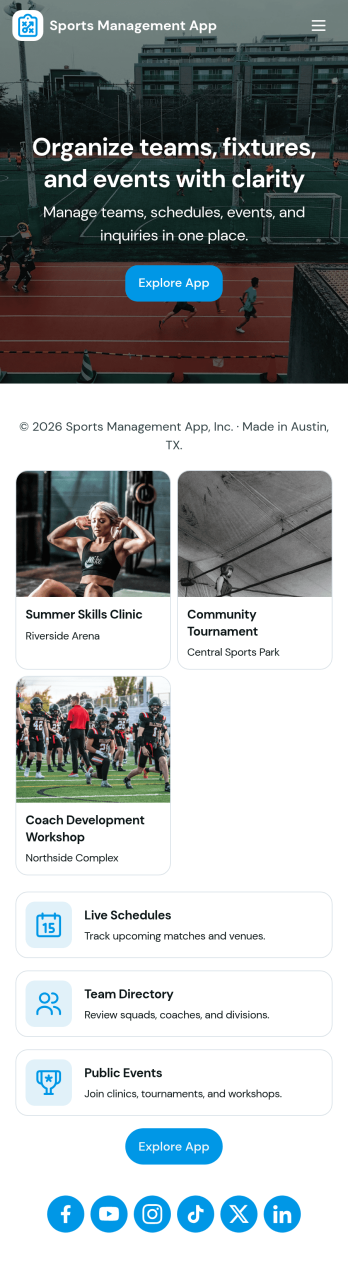 Sports Management App Template
