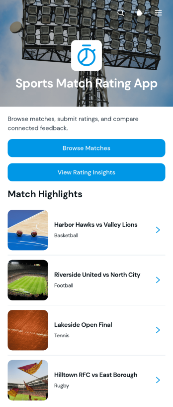Sports Match Rating App Template