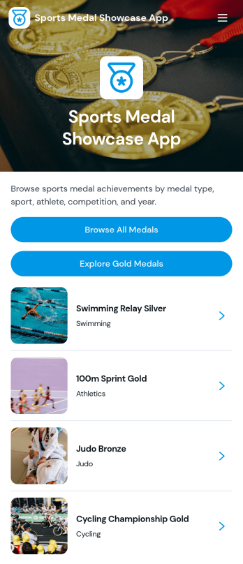 Sports Medal Showcase App Template