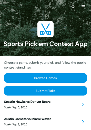 Sports Pick'em Contest App Template