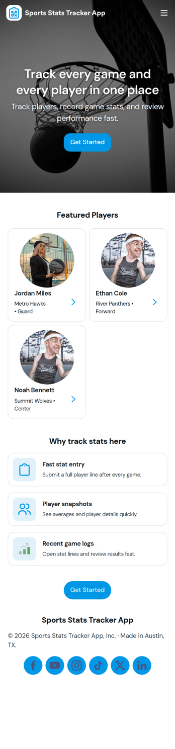 Sports Stats Tracker App Template