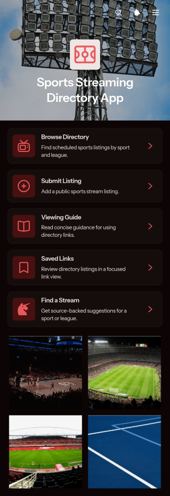 Sports Streaming Directory App Template
