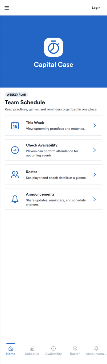 Sports Team Scheduling App Template