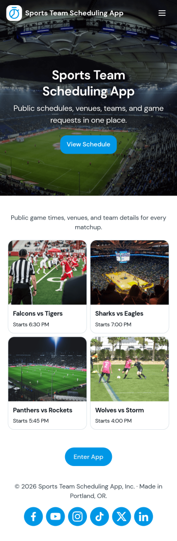 Sports Team Scheduling App Template