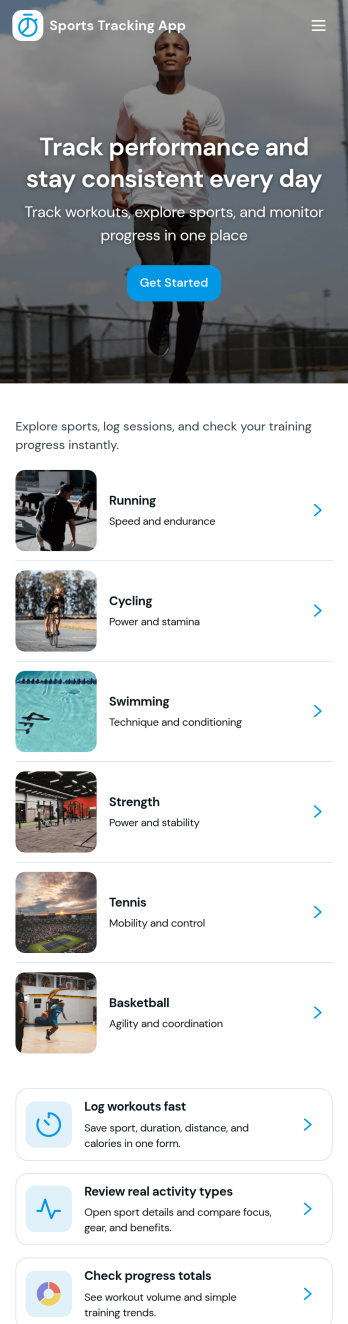 Sports Tracking App Template