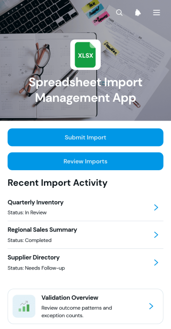 Spreadsheet Import Management App Template