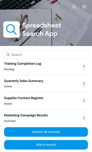 Spreadsheet Search App Template