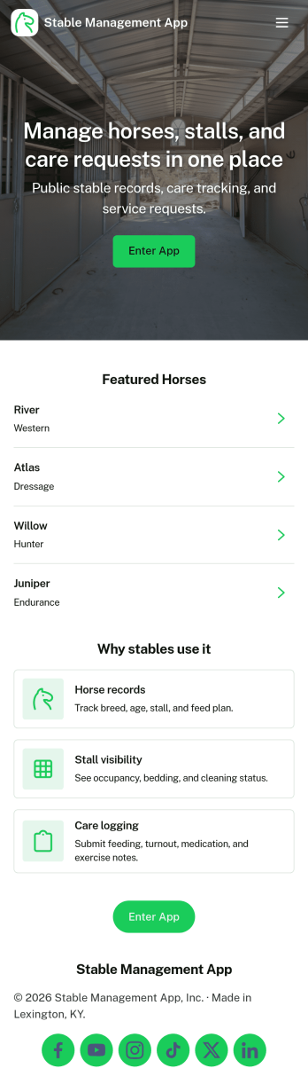 Stable Management App Template