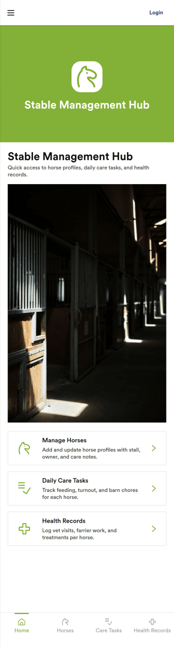 Stable Management Hub App Template