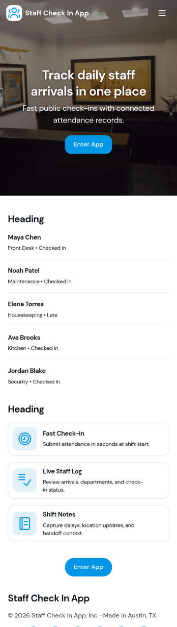 Staff Check In App Template