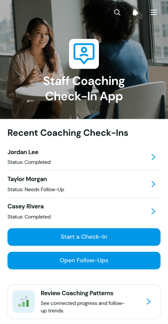 Staff Coaching Check-In App Template