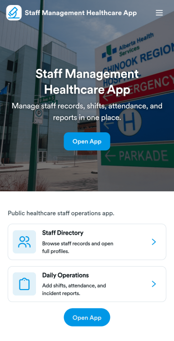 Staff Management Healthcare App Template