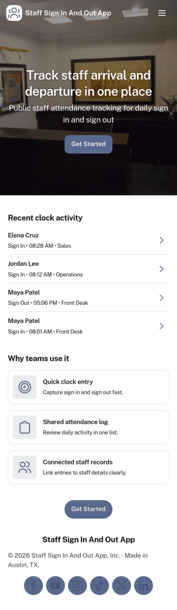 Staff Sign In and Out App Template