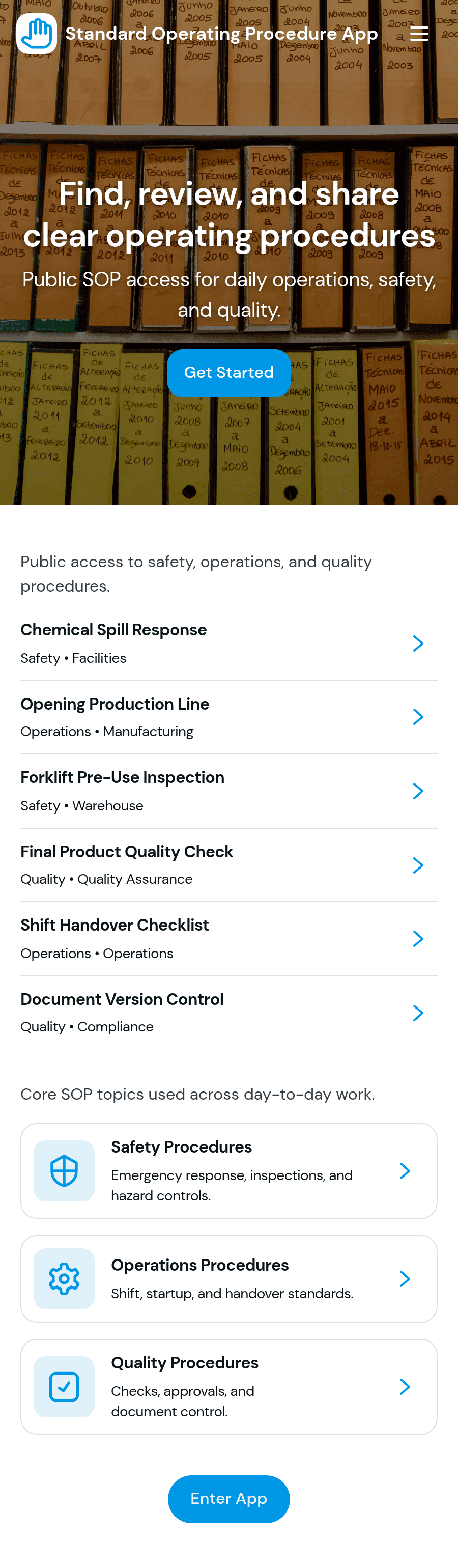 Standard Operating Procedure App Template | Jotform