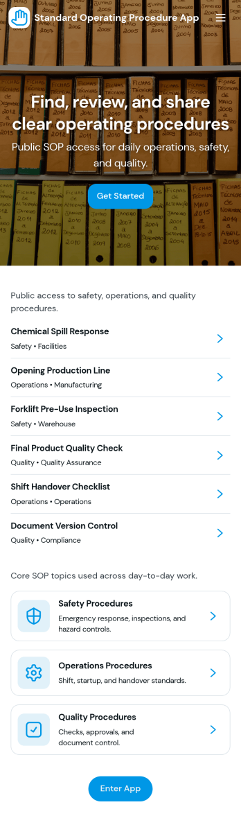 Standard Operating Procedure App Template