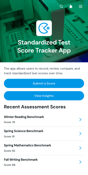 Standardized Test Score Tracker App Template