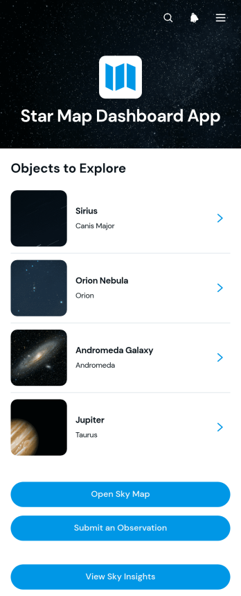 Star Map Dashboard App Template