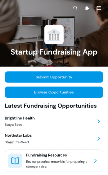 Startup Fundraising App Template