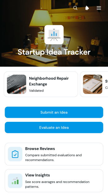 Startup Idea Tracker App Template