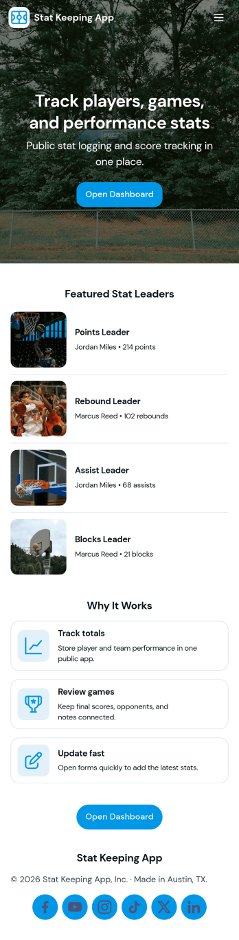 Stat Keeping App Template