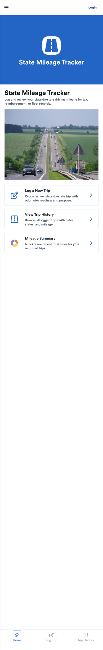 State Mileage Tracker App Template
