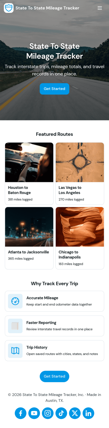 State to State Mileage Tracker App Template