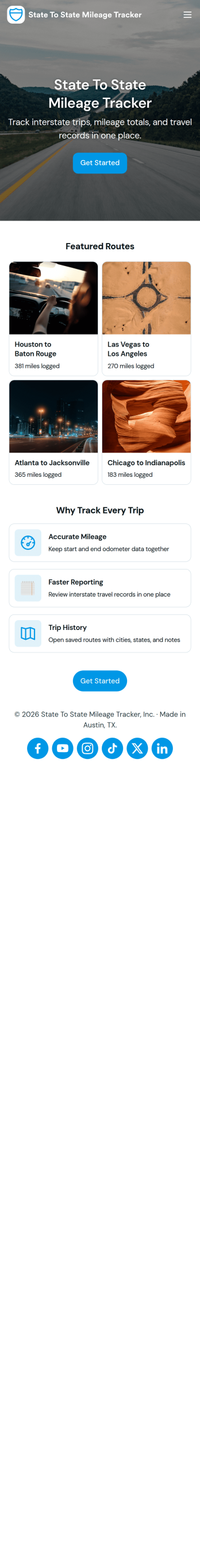 State to State Mileage Tracker App Template