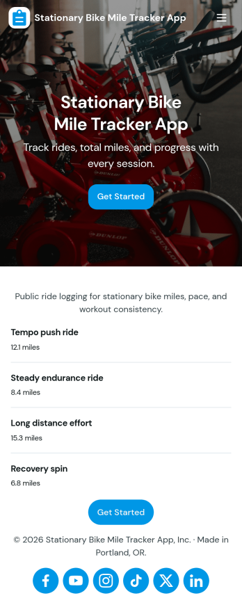 Stationary Bike Mile Tracker App Template