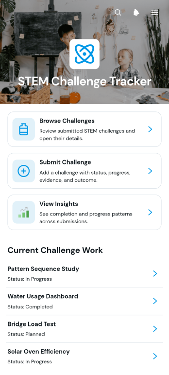 STEM Challenge Tracker App Template