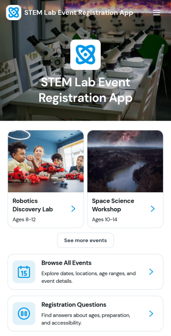 STEM Lab Event Registration App Template
