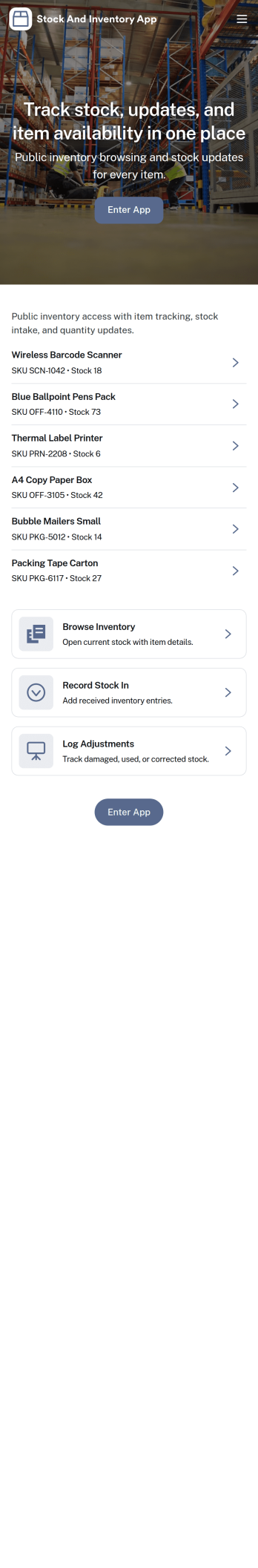 Stock and Inventory App Template