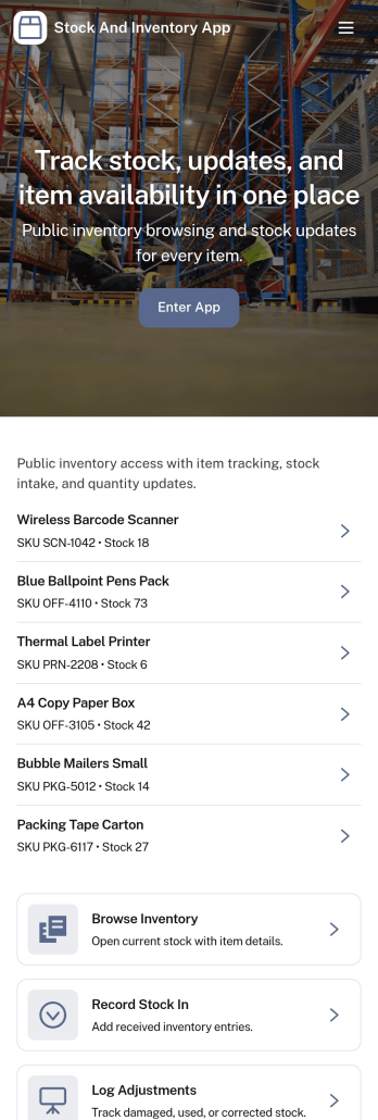 Stock and Inventory App Template