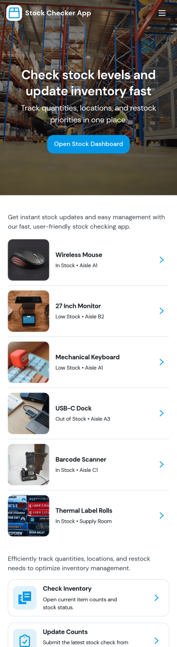 Stock Checker App Template