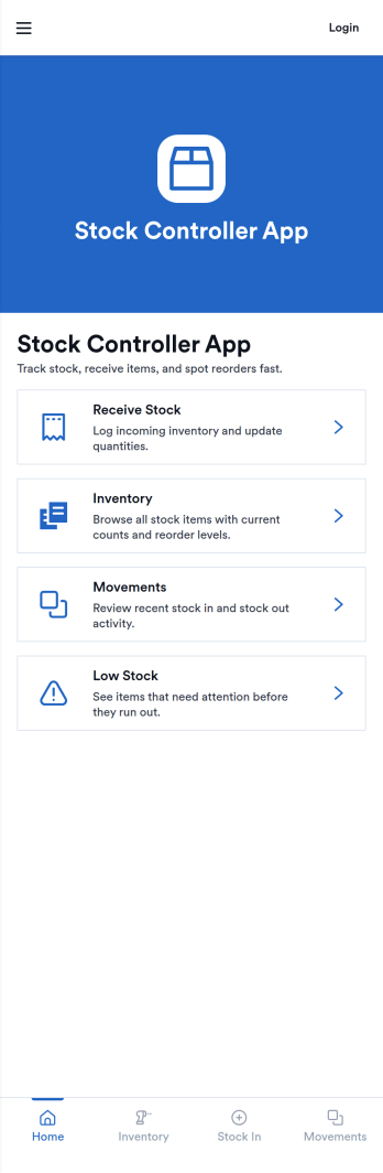 Stock Controller App Template