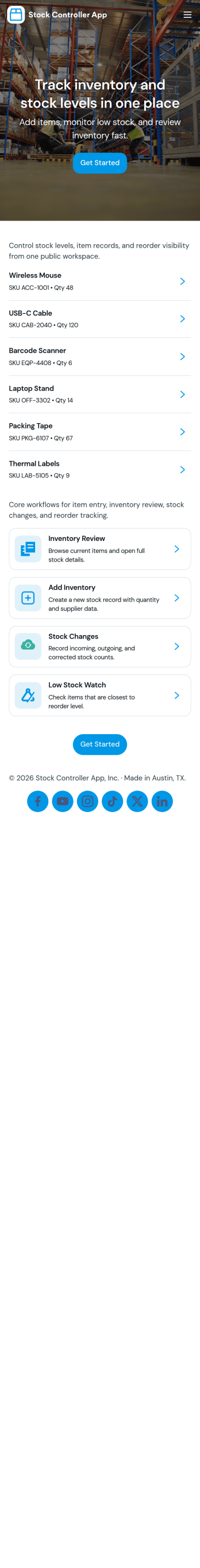 Stock Controller App Template