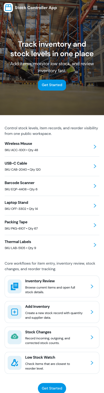 Stock Controller App Template