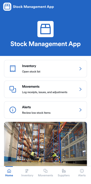Stock Management App Template
