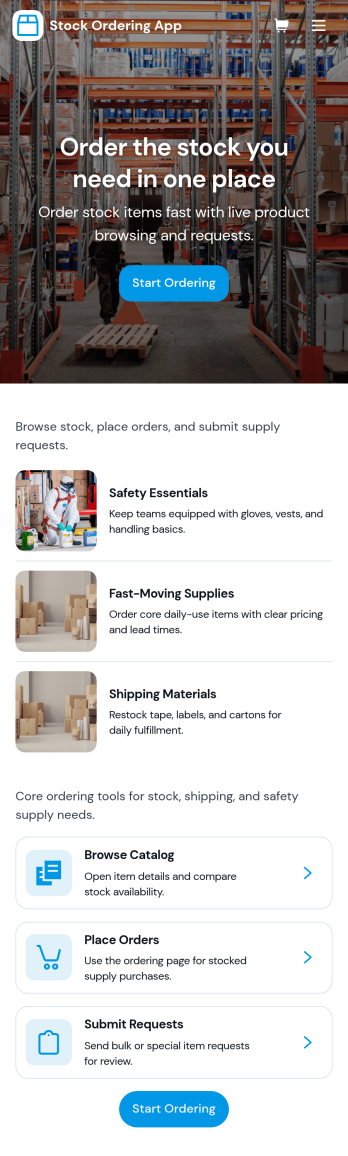 Stock Ordering App Template