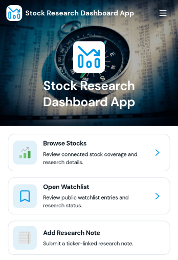 Stock Research Dashboard App Template