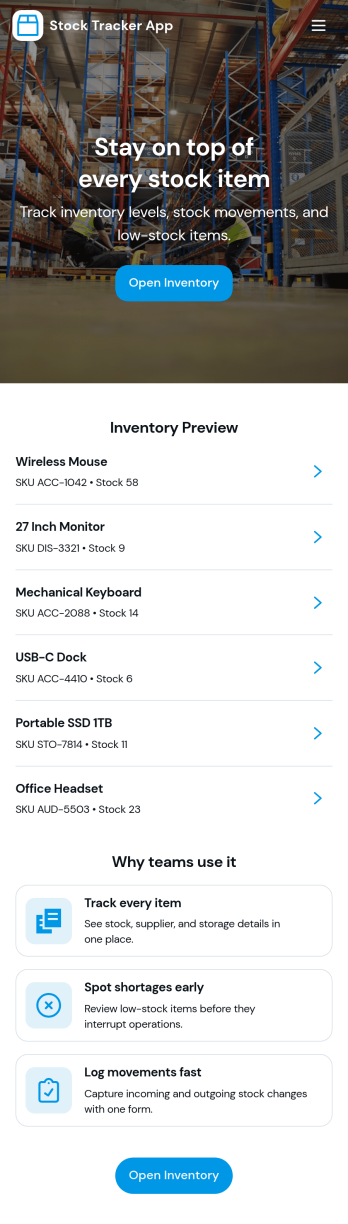 Stock Tracker App Template