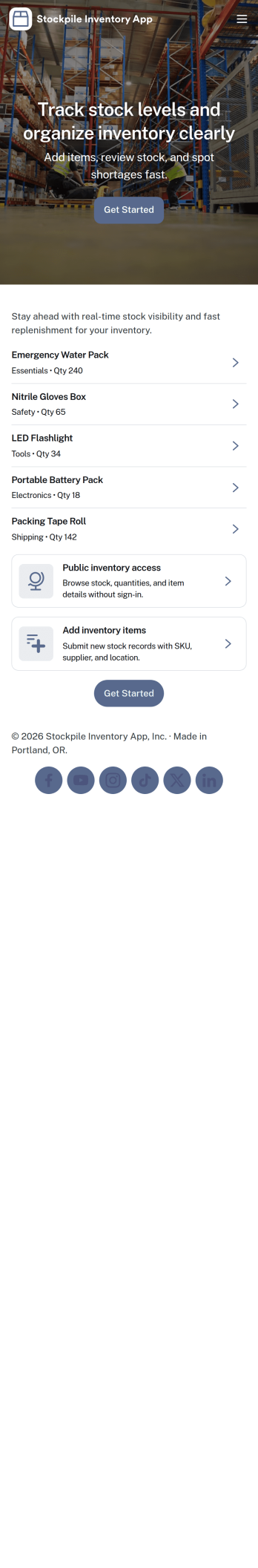 Stockpile Inventory App Template