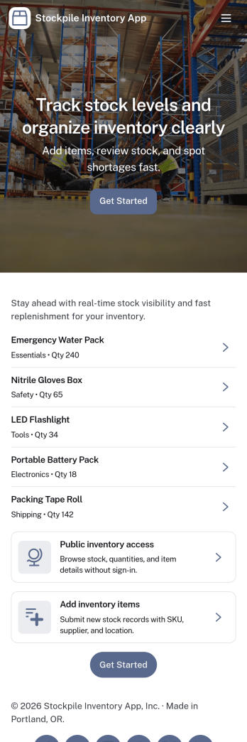 Stockpile Inventory App Template