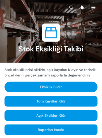 Stok Eksikliği Takip Uygulama Șablonu